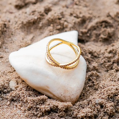 Nadia – Bague Croix en Or et Diamants