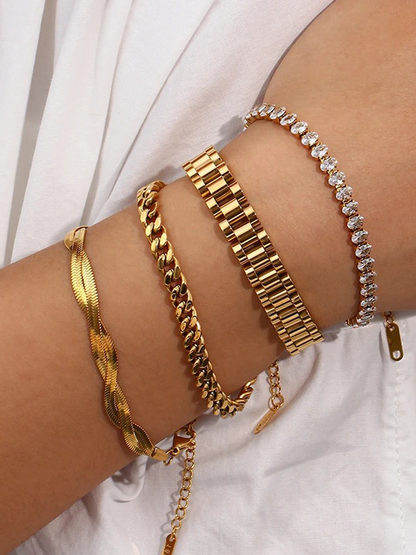 Norah – Bracelet Tennis Doré à Maillons Ovales