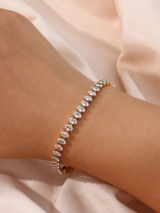 Norah – Bracelet Tennis Doré à Maillons Ovales