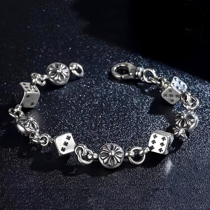Axel – Bracelet Dés en Acier Titane Argenté