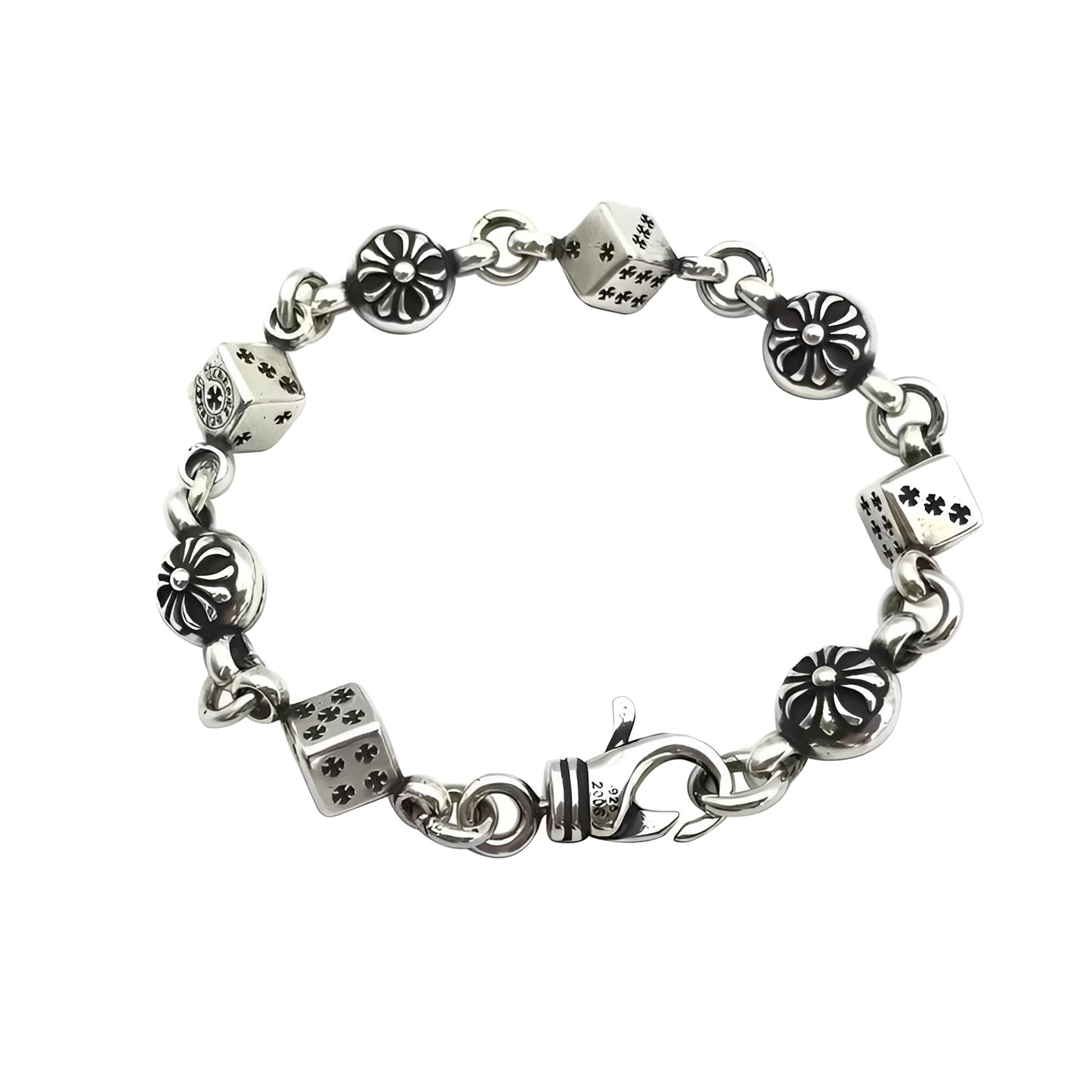 Axel – Bracelet Dés en Acier Titane Argenté