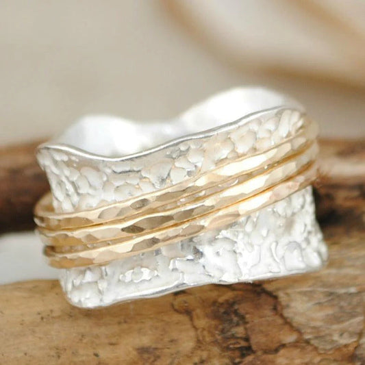 Bianca - Bague spinner intemporelle en or et argent