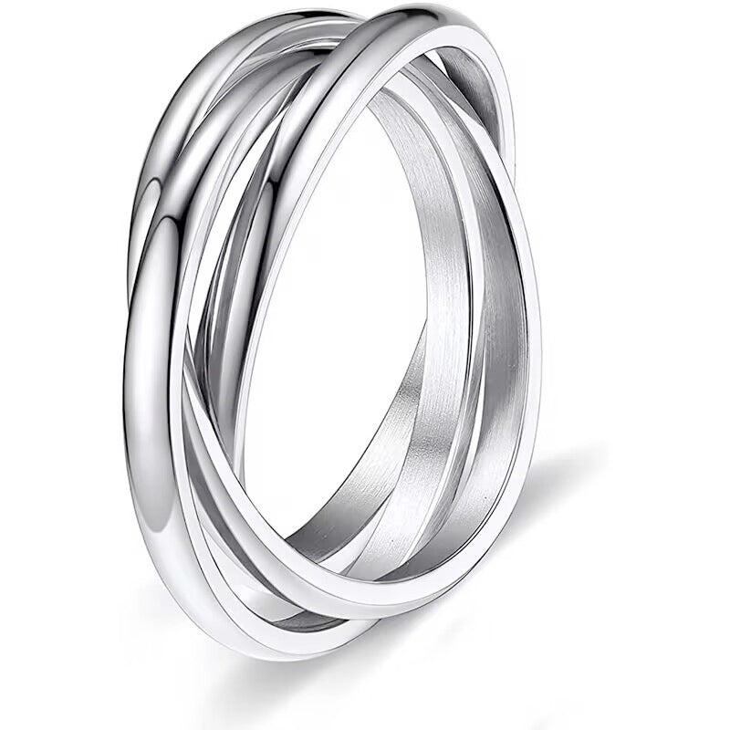 Sansen – Bague Couple Trois Anneaux en Acier Titane