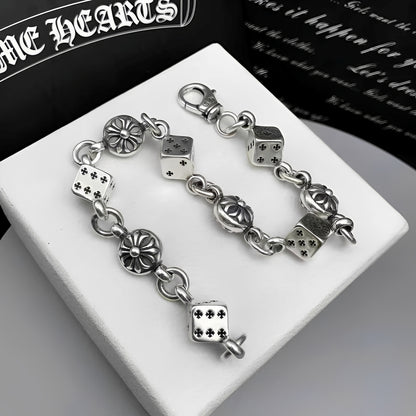 Axel – Bracelet Dés en Acier Titane Argenté