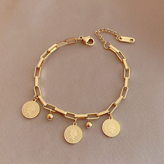 Maja – Bracelet Ajustable avec Pièces de Monnaie en Or