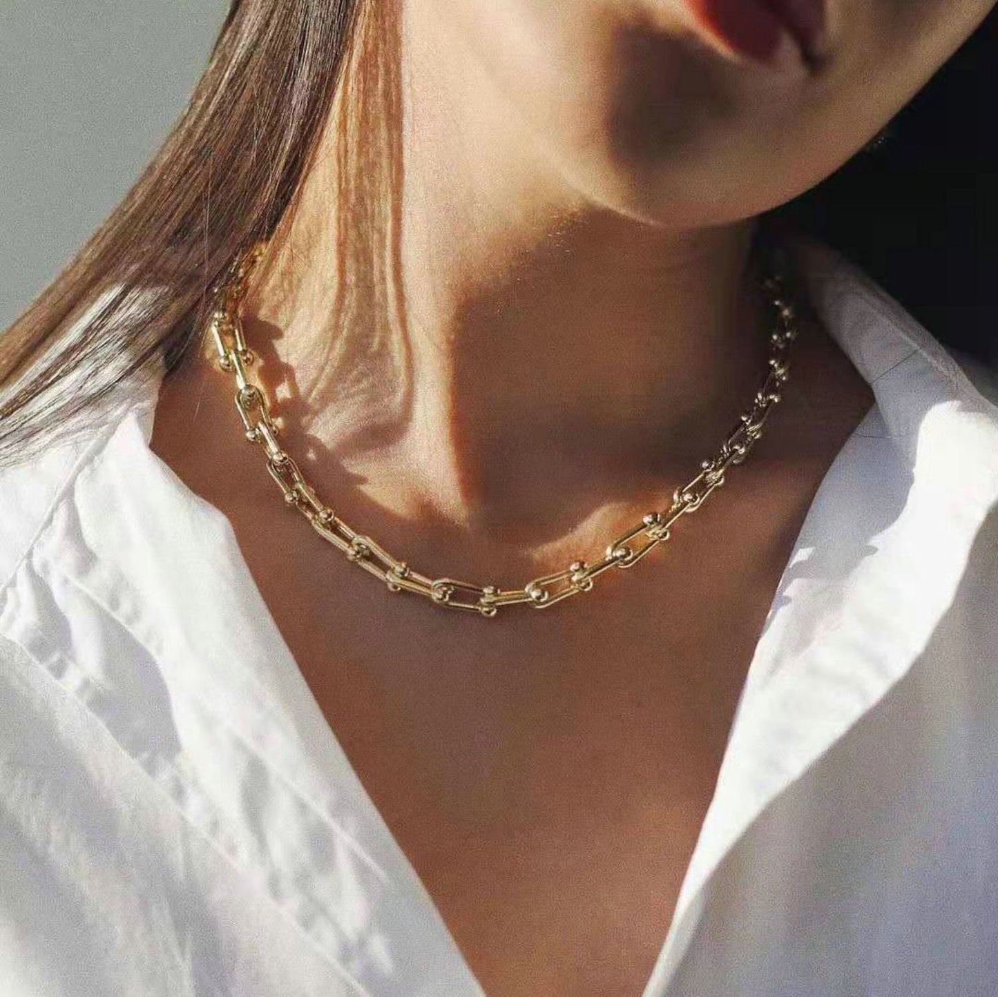 Collier en chaîne épaisse en or à cascades