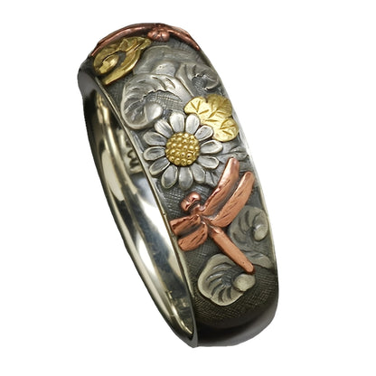 Annie – Bague Vintage Sculptée Fleur Libellule Tournesol