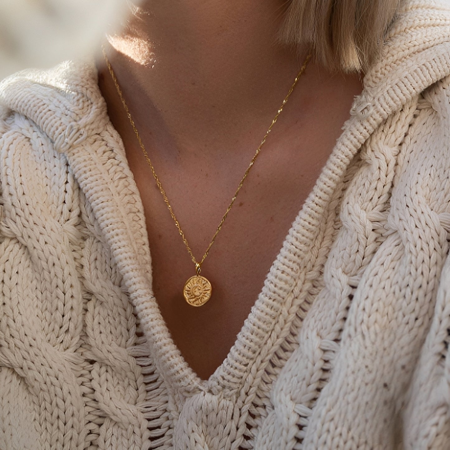 Solea – Collier Clavicule Soleil & Lune en Argent Sterling