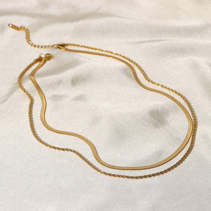 Chaîne torsadée double - Collier superposé en or