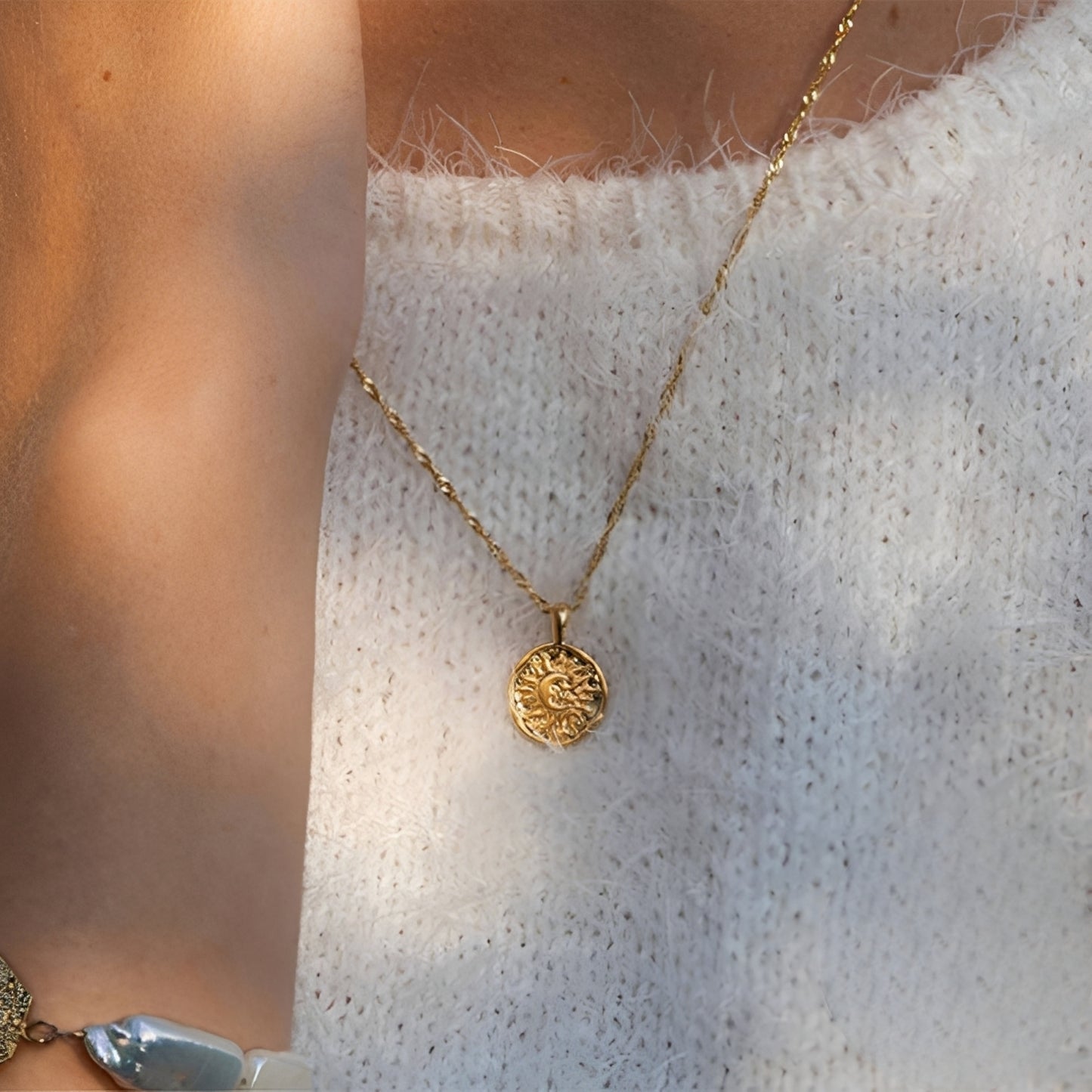 Solea – Collier Clavicule Soleil & Lune en Argent Sterling