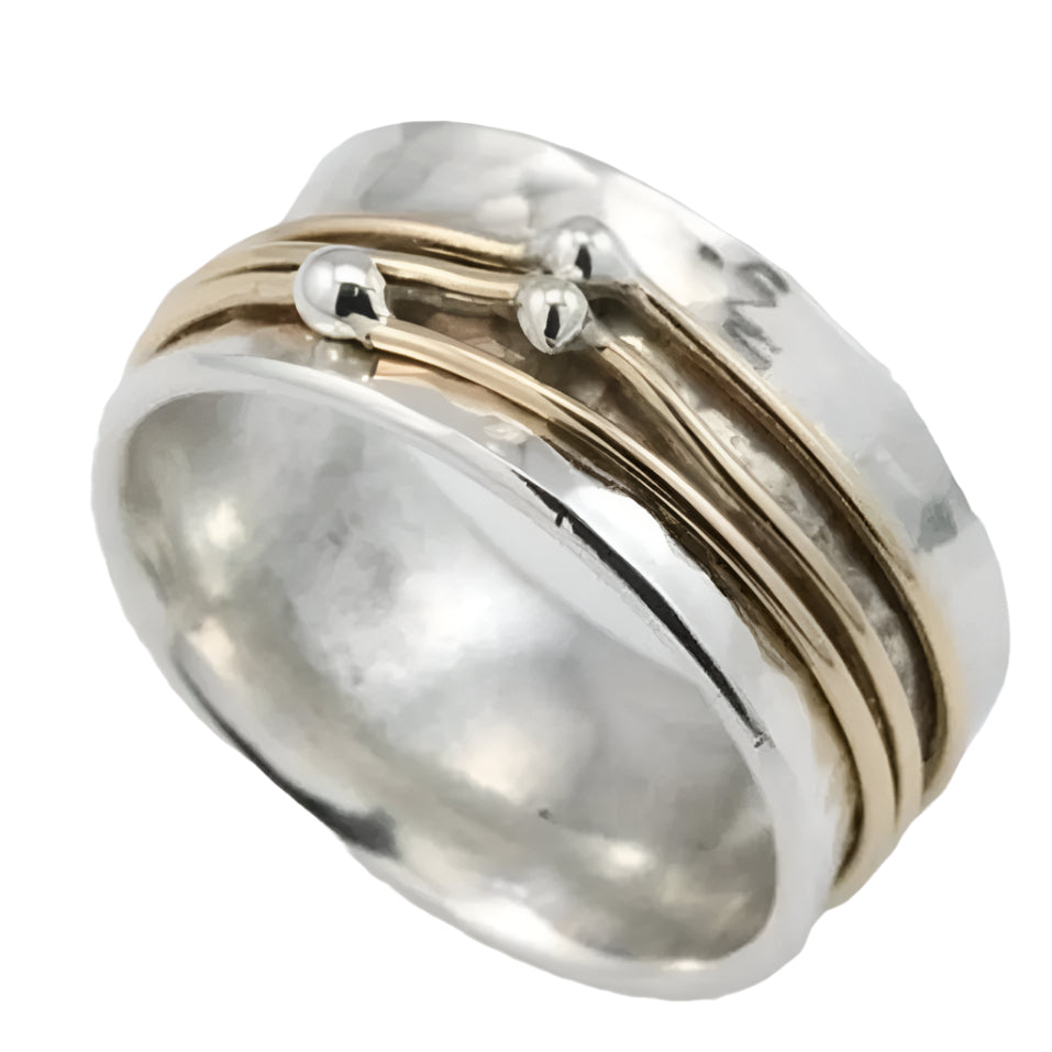 Grâce étincelante - Bague vintage en or et argent avec finition radieuse