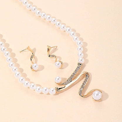 Mina – Ensemble Collier et Boucles d'Ores Perles assortis