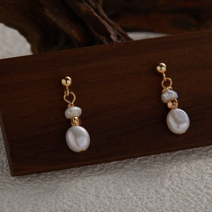 Dalia – Boucles d'Oreilles Vintage en Argent avec Perles