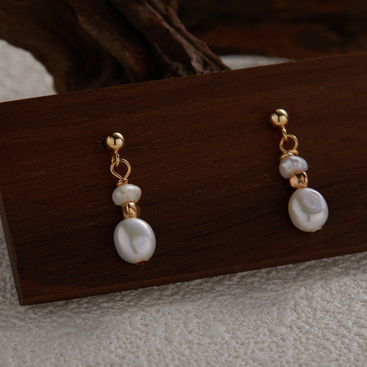 Dalia – Boucles d'Oreilles Vintage en Argent avec Perles