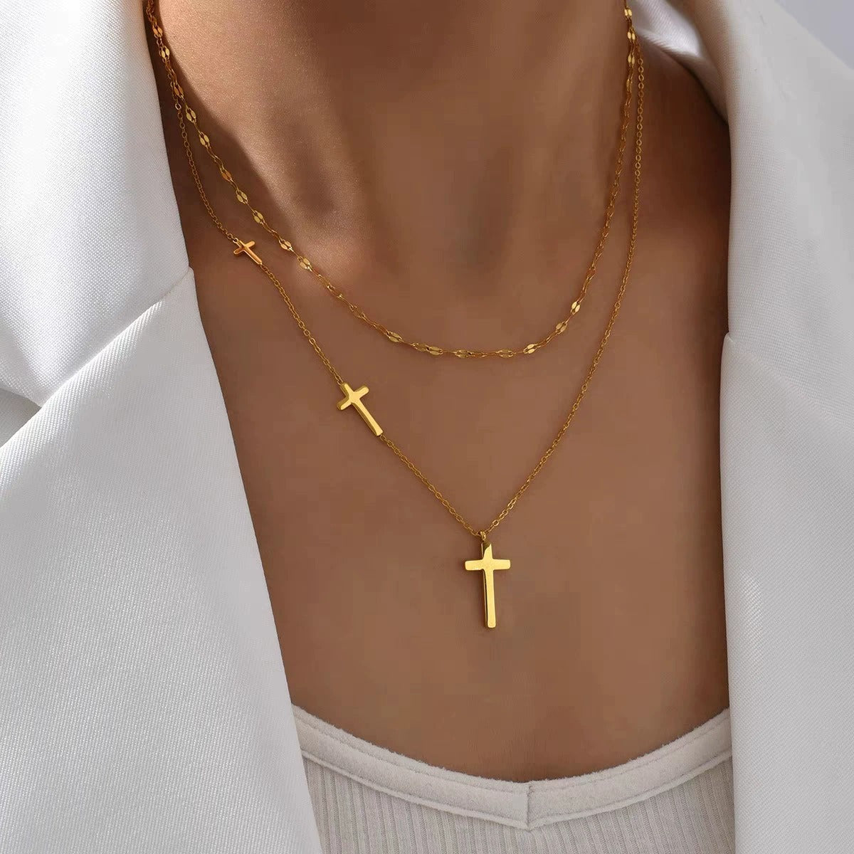 Divina – Collier Croix Superposé