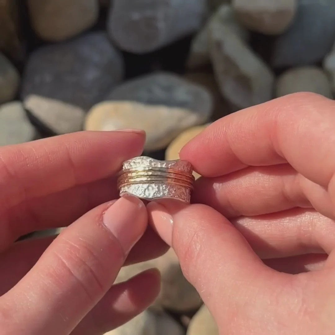 Bianca - Bague spinner intemporelle en or et argent