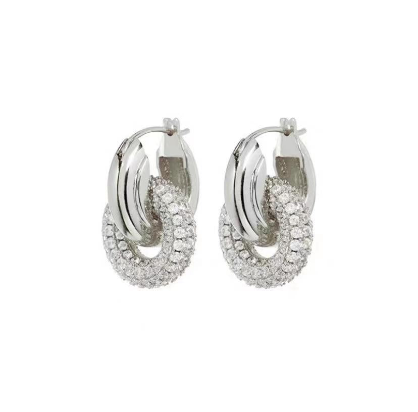 Alma – Boucles d’Oreilles Rétro à Diamants Double Portables