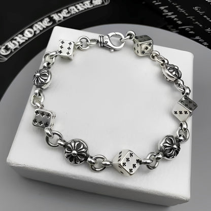 Axel – Bracelet Dés en Acier Titane Argenté
