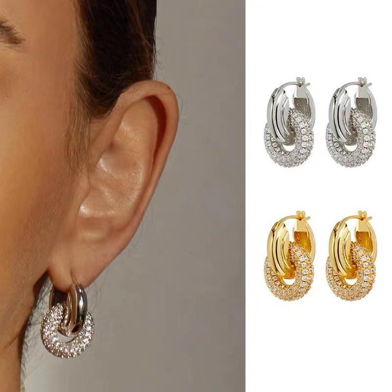 Alma – Boucles d’Oreilles Rétro à Diamants Double Portables