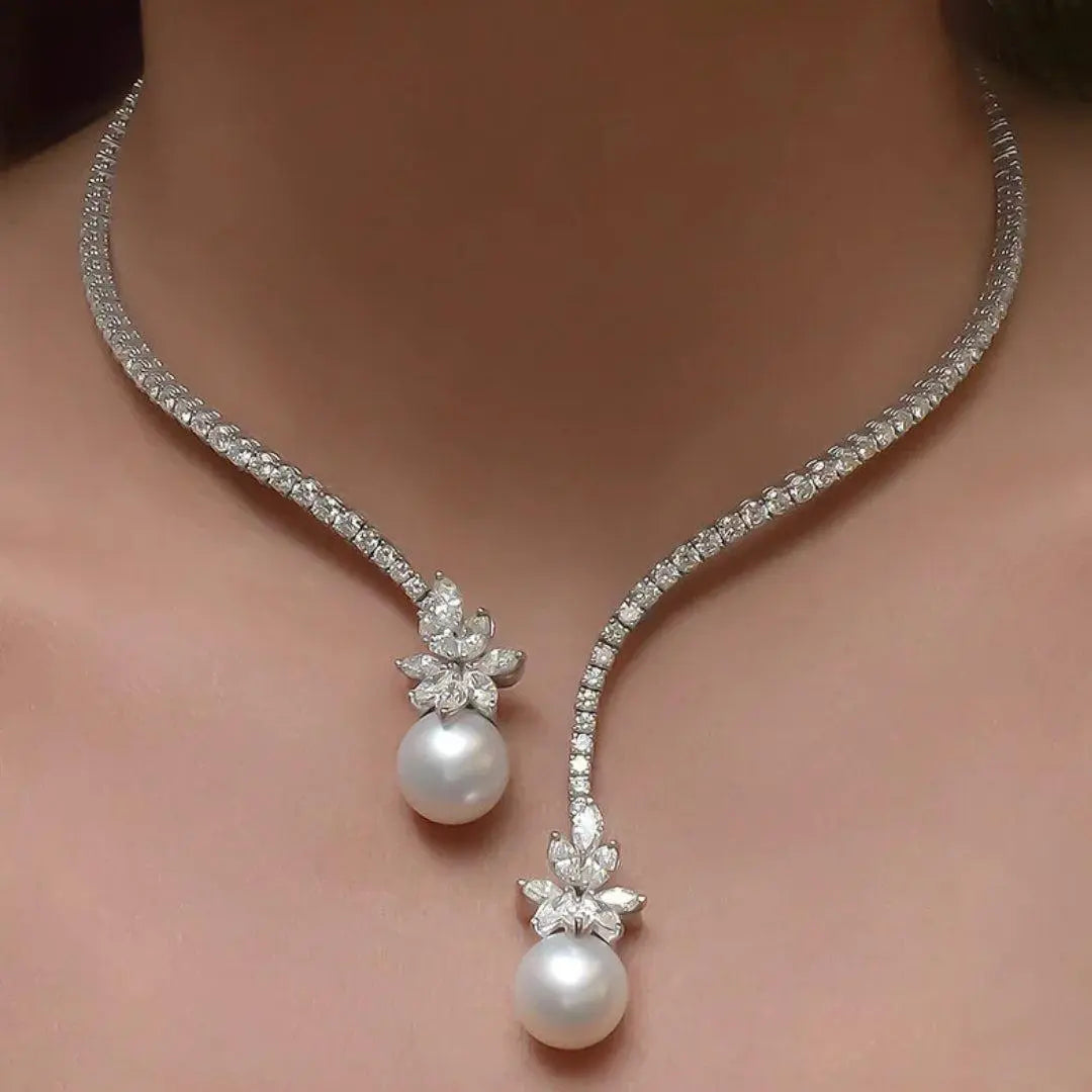 Lyra – Collier Scintillant en Argent avec Perles