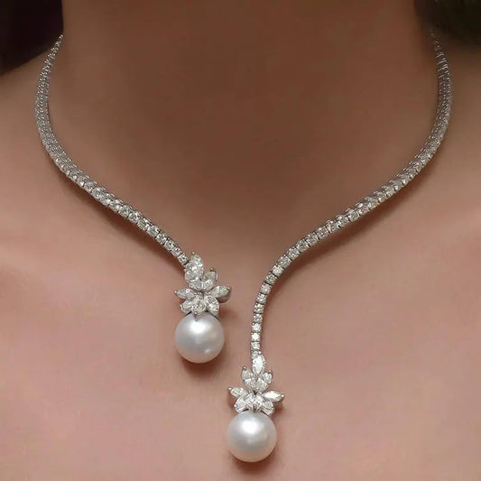 Lyra – Collier Scintillant en Argent avec Perles