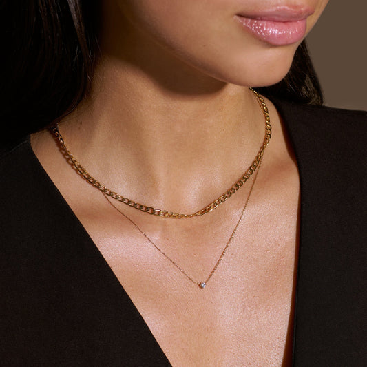 Auriane – Collier Gourmette à Maillons Plats