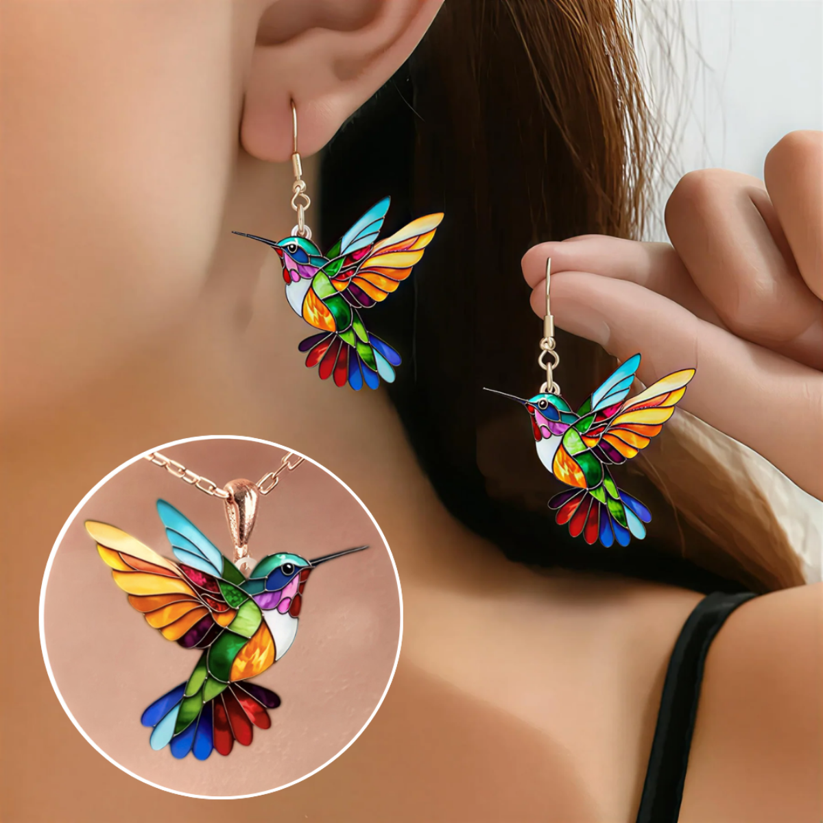 Zoe – Boucles d'Oreilles Oiseau en Acrylique Coloré