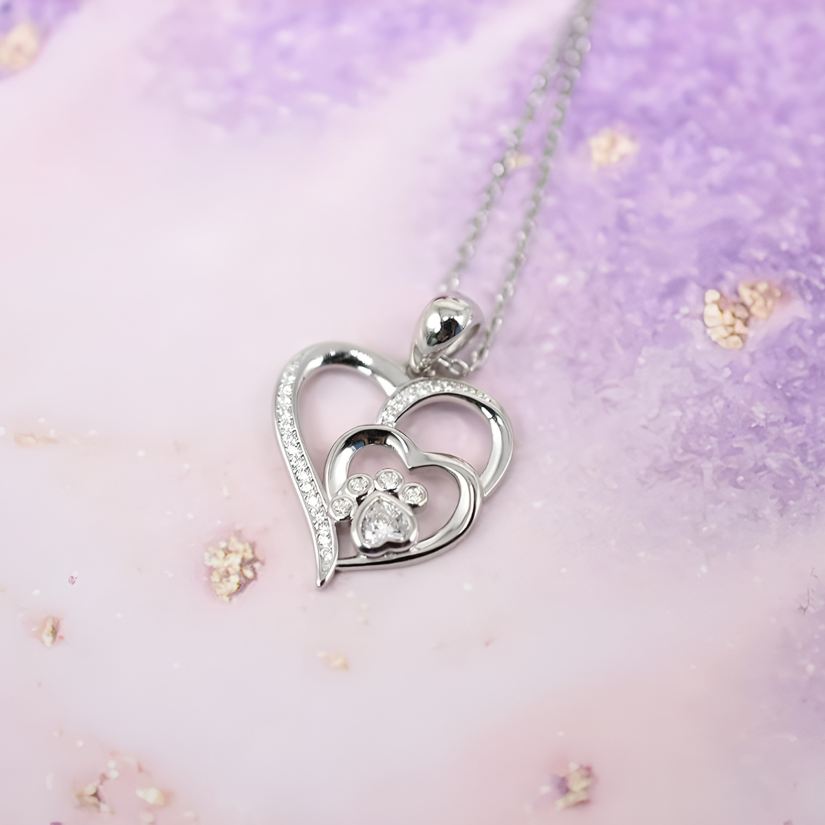 Minou – Collier Personnalisé Pattes de Chat et Amour