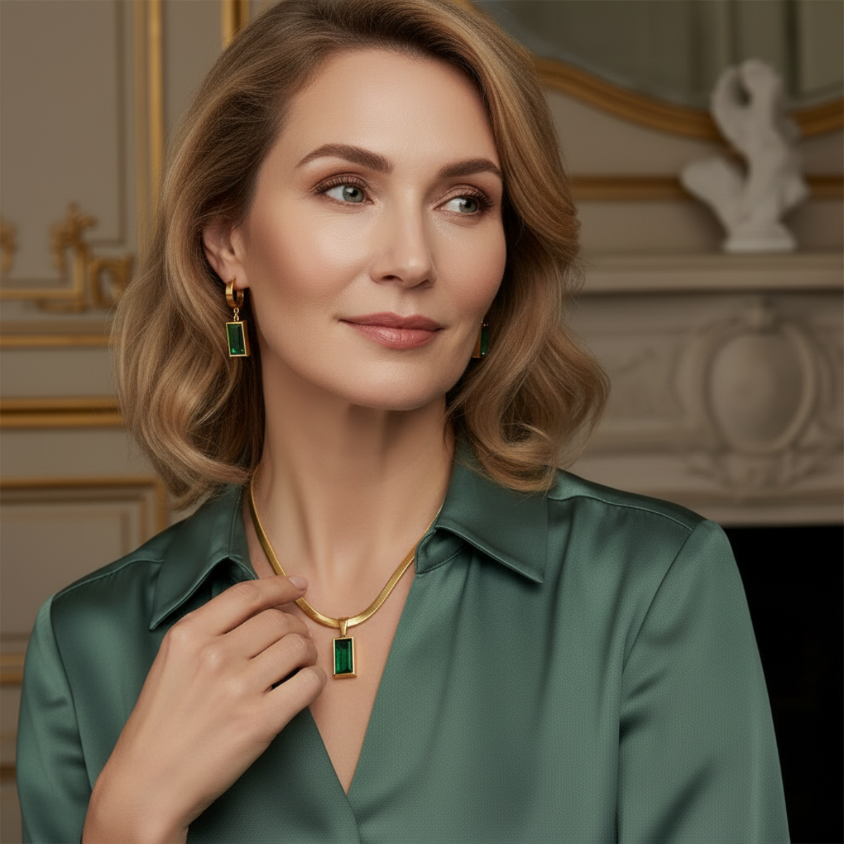 Emmie – Pendentif Émeraude et Zircon