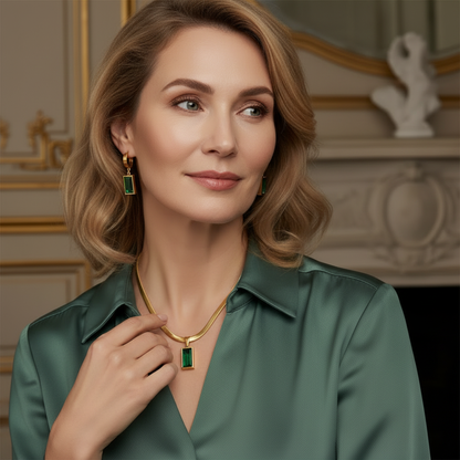 Emmie – Pendentif Émeraude et Zircon