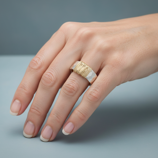 Lysandra – Bague Géométrique Simple à Large Visage