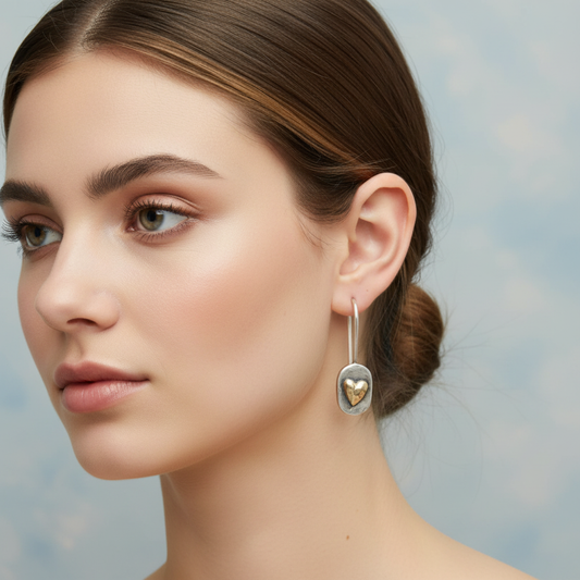 Elise – Boucles d’Oreilles Géométriques Amour Romantique