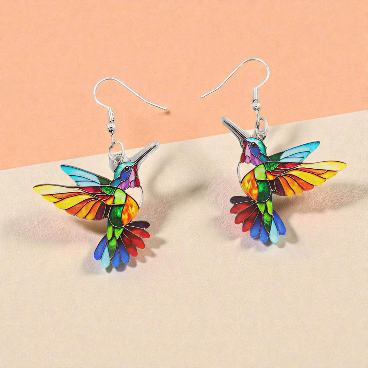 Zoe – Boucles d'Oreilles Oiseau en Acrylique Coloré