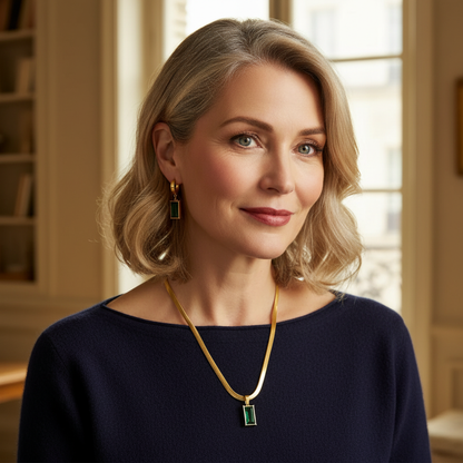 Emmie – Pendentif Émeraude et Zircon