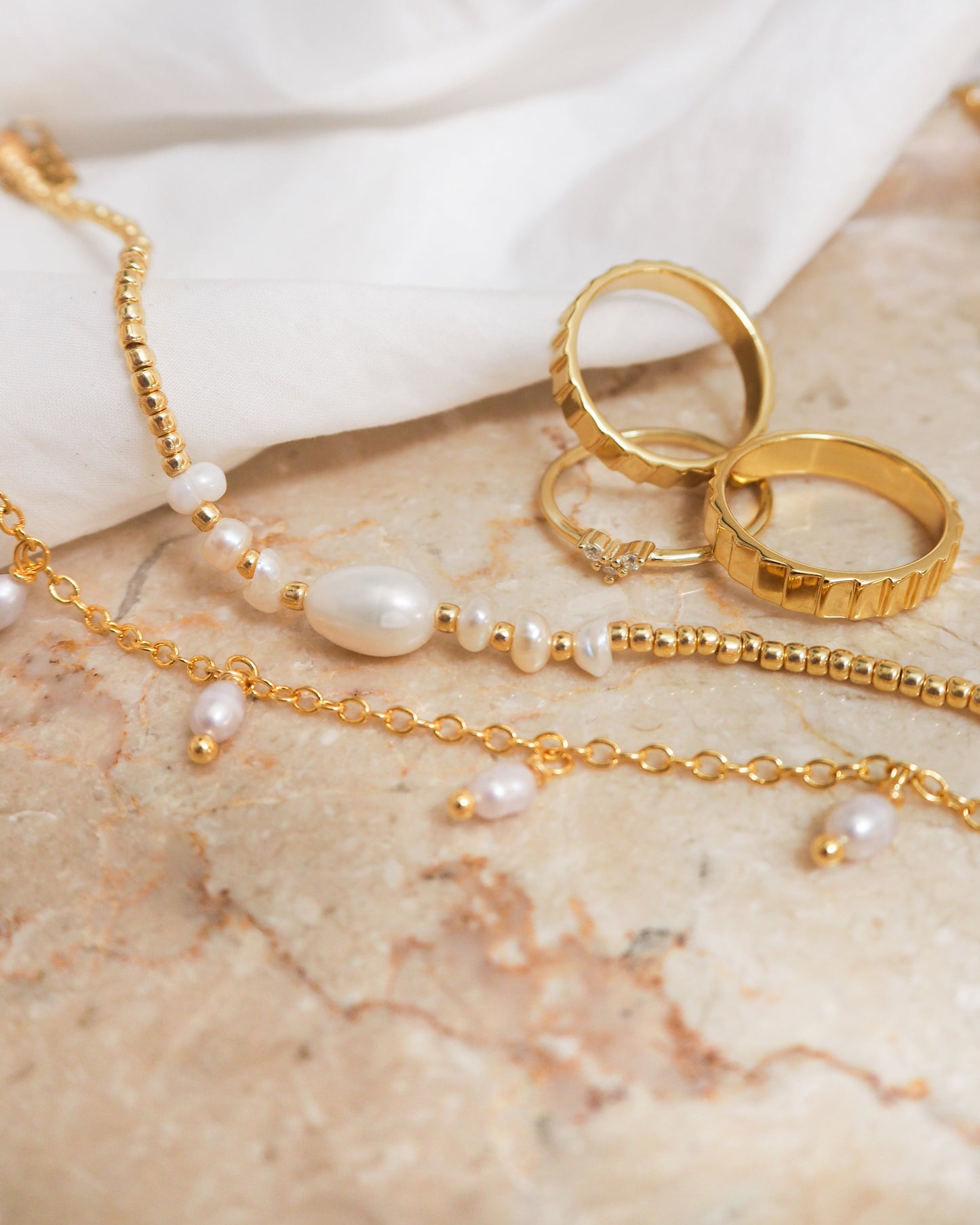 Bracelet de cheville en or perle d'eau douce