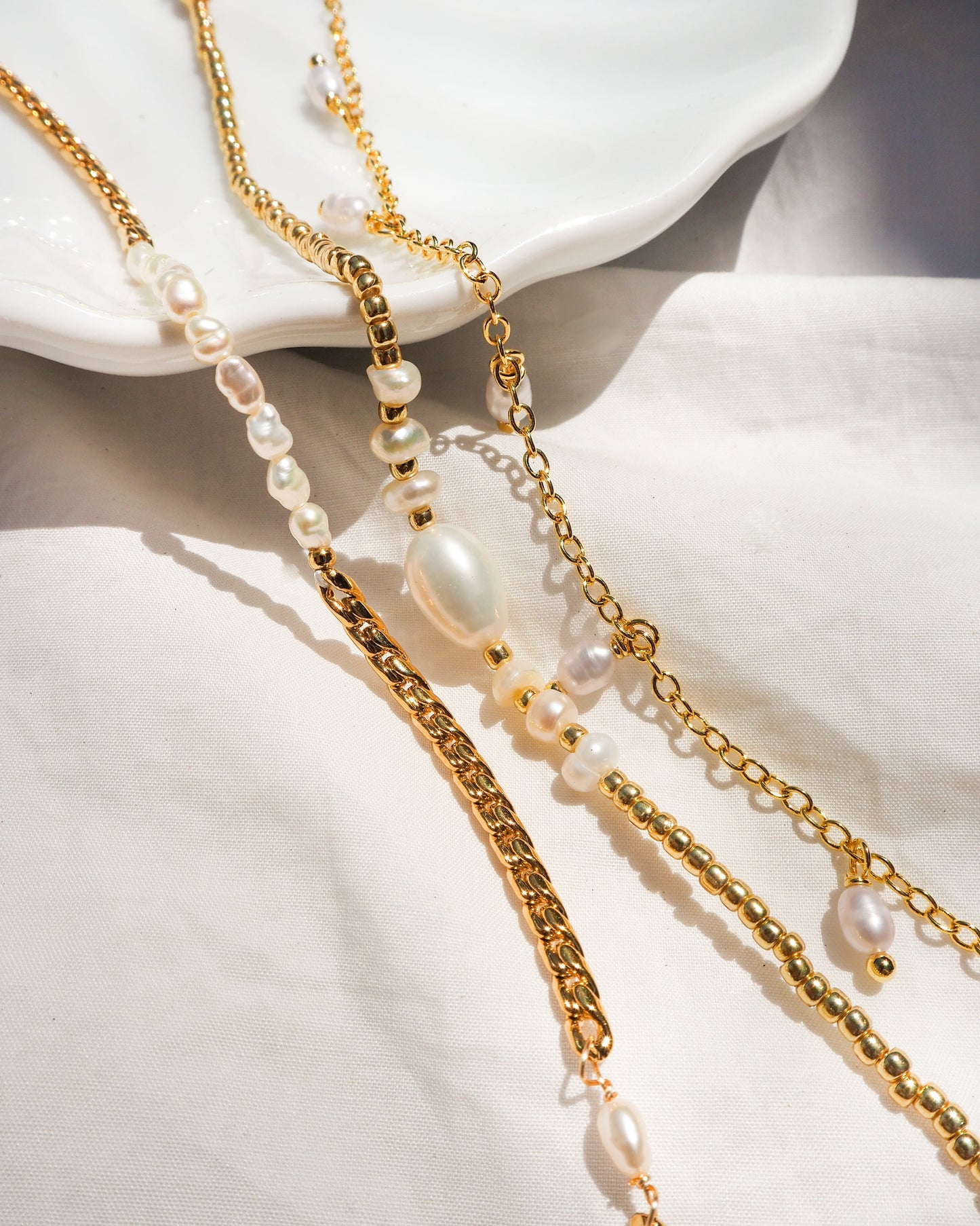 Bracelet de cheville en or perle d'eau douce