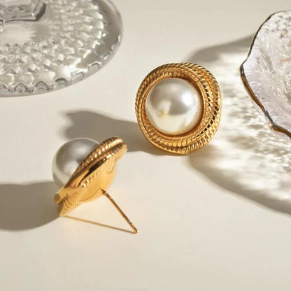 Shane – Créoles Dorées avec Perles Blanches