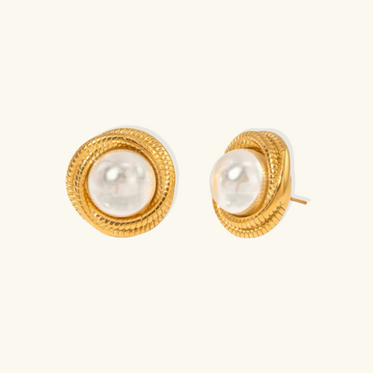 Shane – Créoles Dorées avec Perles Blanches