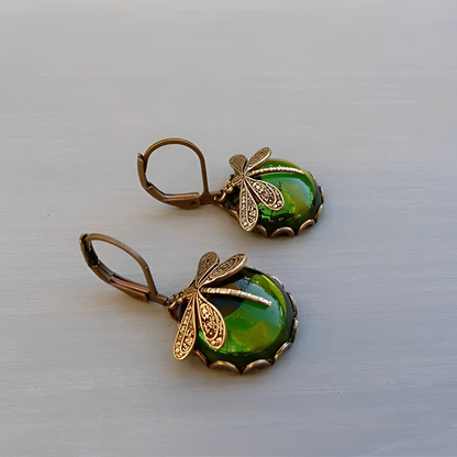 Bianca – Boucles d’Oreilles Élégantes Libellule Or Antique