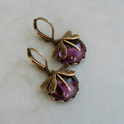Bianca – Boucles d’Oreilles Élégantes Libellule Or Antique