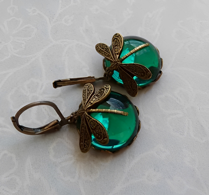 Bianca – Boucles d’Oreilles Élégantes Libellule Or Antique