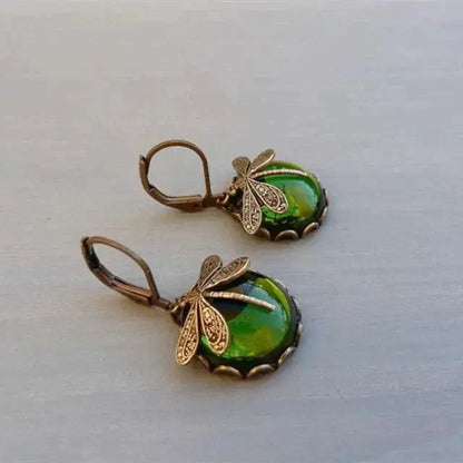 Alaiza – Boucles d'oreilles libellule sphériques en or antique