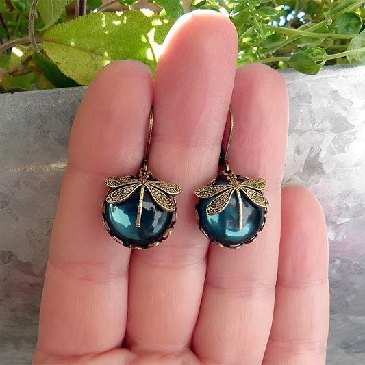 Bianca – Boucles d’Oreilles Élégantes Libellule Or Antique