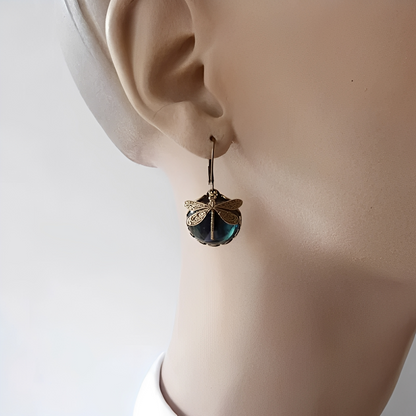 Bianca – Boucles d’Oreilles Élégantes Libellule Or Antique