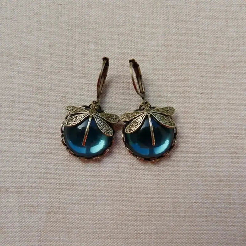 Alaiza – Boucles d'oreilles libellule sphériques en or antique