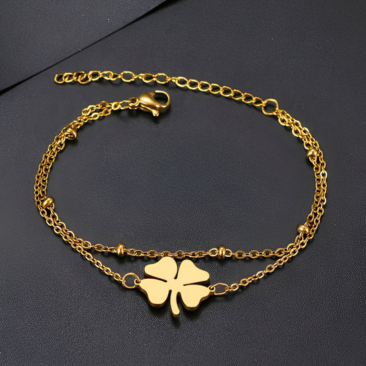 Sanya – Bracelet Trèfle Doré & Argenté
