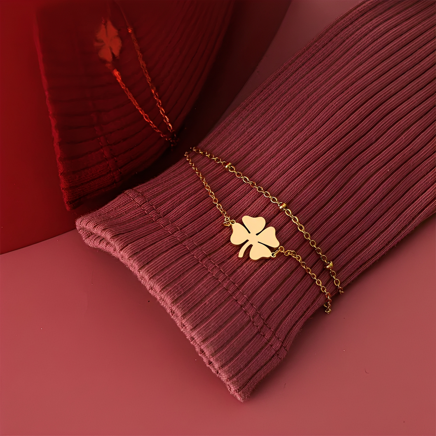 Sanya – Bracelet Trèfle Doré & Argenté