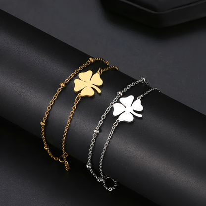 Sanya – Bracelet Trèfle Doré & Argenté