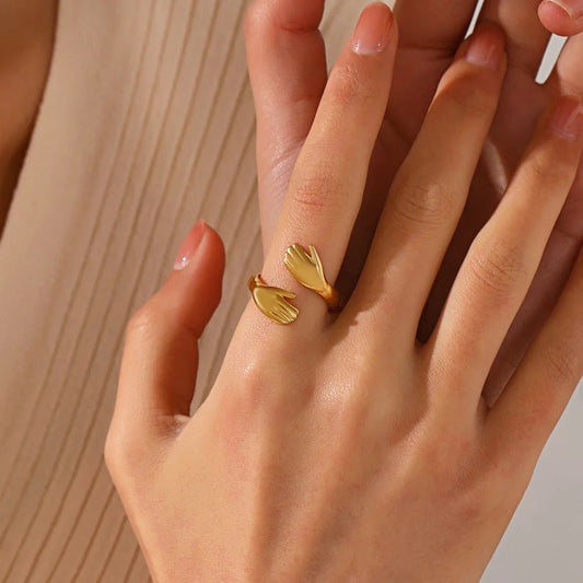 Saphira – Bague Gestuelle Plaquée Or 18K