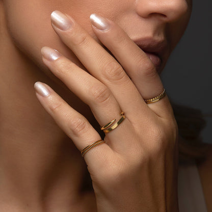 Luna - Bague plate en perles